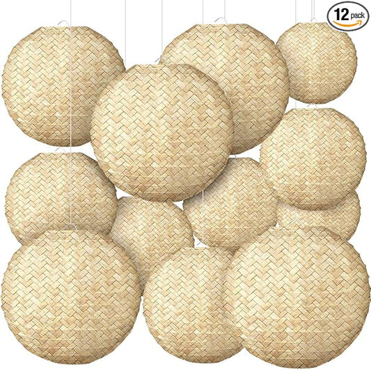 Retisee 12 Pcs 10 Inch Hanging Paper Lanterns Party Decorations Pastel Classroom Decor for Birthday Back to School Party Decoration for Classrooms Wedding Birthday Ceilings(Vintage Color,Linen)