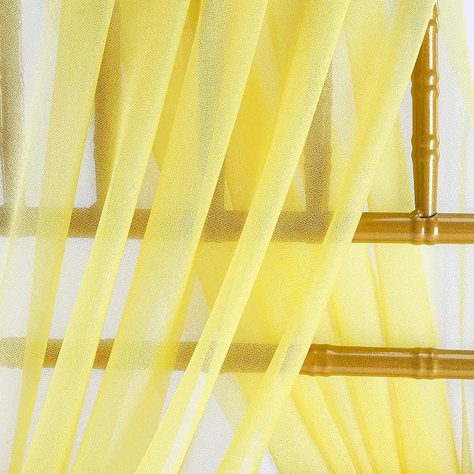 Yellow Chair Sashes Wedding Aisle Decorations: 50 Packs 8ft Long Draping Fabric Sheer Church Chair Cover Bulk for Party Banquet
