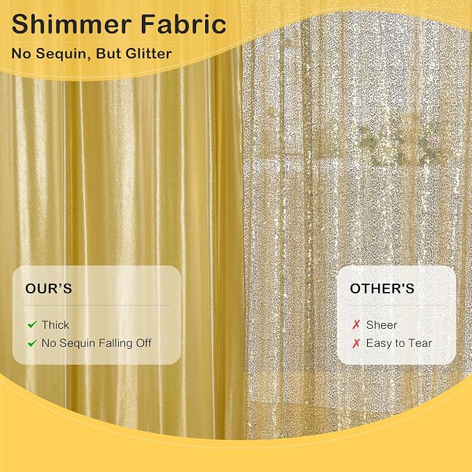 40x10 ft Wrinkle Free Gold Sequin Backdrop Curtain for Parties,Thick Not Fall Glitter Wedding Backdrop Drapes,8 Panels 5x10ft Shimmer Photo Wall Back Drop Cloth for Graduation Photography Background