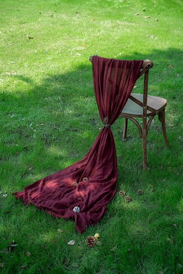 Keketoarrange 3pcs Burgundy Table Runner Red Table Runner Cheesecloth Gauze 120 Inch 10 FT Rustic Boho Cheese Cloth Runner for Wedding Baby Bridal Shower Party Long Sheer Spring Home Decorations