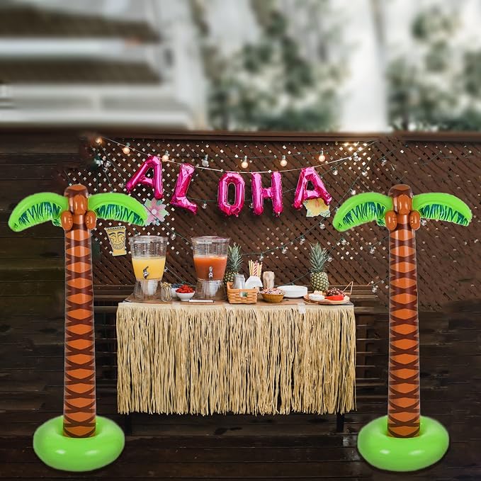 4E's Novelty 2 Pack Giant Inflatable Palm Trees 6 Ft Tall - Palm Tree Blow Up for Tropical Seaside Inflate Trees Party Decorations, Summer Beach Tree Party, Beach Decoration Plant Birthday Supplies