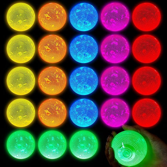 Lewtemi 12 Pcs Glow in The Dark Balls Glowing Stick Balls Bulk Lighted Bouncy Rubber Long Lasting Bright Night Party Supplies for Holiday Carnival Goodie Bag Fillers