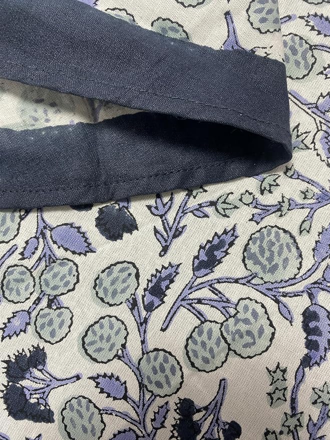 Ridhi Round Tablecloth Hand Block Print 100% Cotton Reusable Baby Blue Floral 110 Inch Table Cover Decorative Everyday Use for Dining, Home, Party, Wedding, Farmhouse Gift for Spring, Mother's Day
