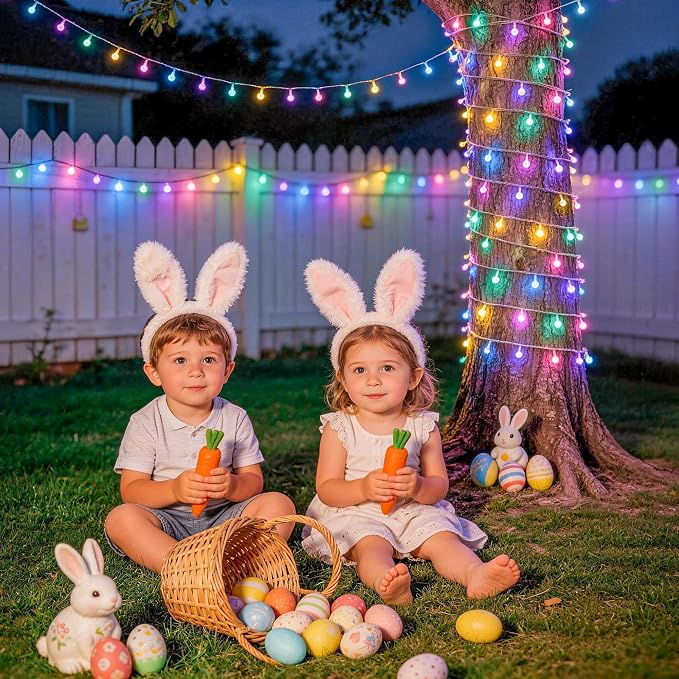 JMEXSUSS 100 LED Connectable Easter Lights String Indoor, 33 ft Globe String Lights Plug in with Remote, 8 Modes Timer Pastel Christmas Light Outdoor for Bedroom Tree Room Party Easter Decoration