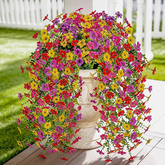 Der Rose Artificial Hanging Flowers Basket for Outdoors Fake Hanging