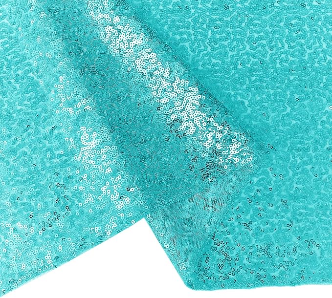 2 Packs 12 x 72 inches Sequin Table Runner, Turquoise Glitter Table Runner for Birthday Party Supplies Wedding Engagement Baby Shower Holiday Celebration Event Decorations