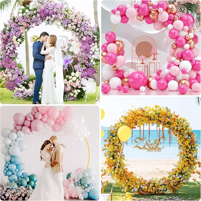 Wokceer Round Backdrop Stand 7.2FT Circle Balloon Arch Frame Circle Backdrop Stand Gold Round Arch for Wedding Birthday Party Bridal Shower Anniversary Event Ceremony Decoration