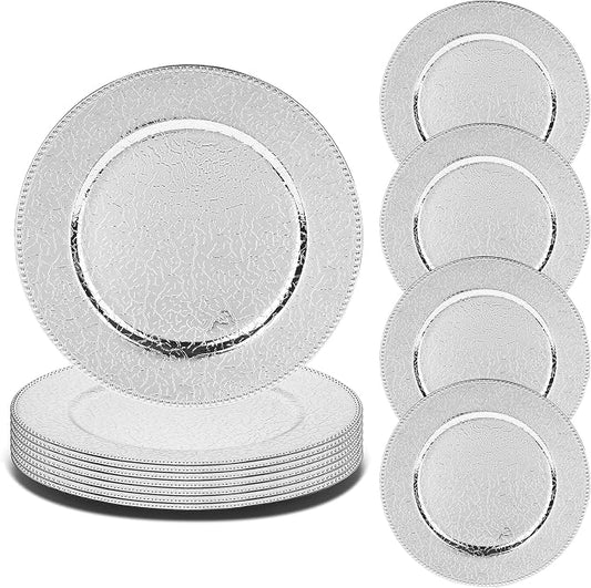 13 Inch Multi-Pack Bulk Round Plastic for Dinner Charger Plates | 12PCS Plastic Charger Plates ,Elegant Table Decor for Weddings Events Parties Receptions Birthdays Anniversaries Holidays