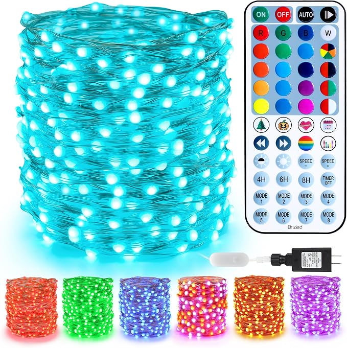 Brizled Color Changing Fairy Lights, 66ft 200 LED Easter Fairy Lights with Remote, Pastel Twinkle Light Dimmable Christmas Light Rainbow Xmas Lighting for Xmas Easter Halloween Party Wedding Tree Home