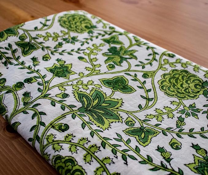 Block Print Table Cloth- 54x108 Inch Rectangle 100% Cotton Handmade Pre-Shrink, Washable for Spring, Kitchen & Dining Perfect for Patio, Indoor & Outdoor, Farmhouse