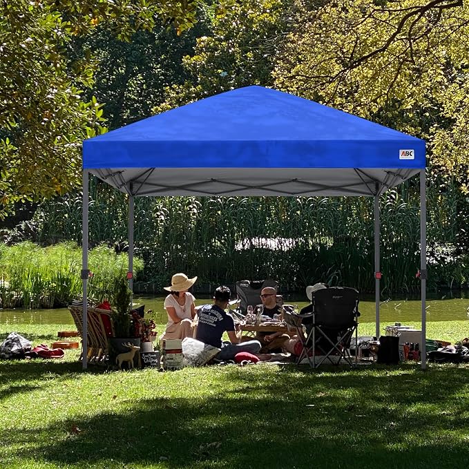 ABCCANOPY 10x10 Pop Up Canopy - Outdoor Patio Portable Canopy Tent Gazebo Heavy Duty for Backyard and Deck with 4 Sandbags and 8 Stakes (Royal Blue)