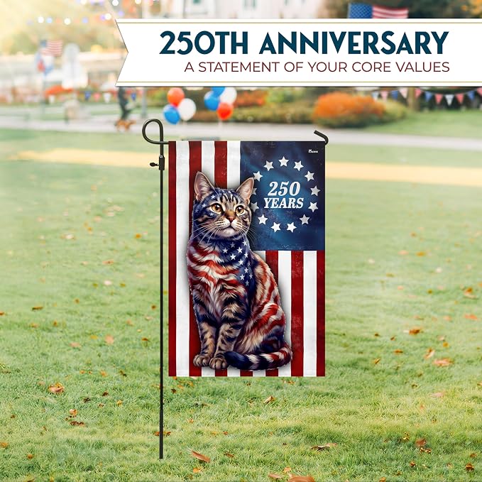 FLAGWIX American Patriotic Cat Garden Flag - Polyester Double-sided Yard Flags For Outside Garden Flag (11.5" x 17.5") - 4th of July Decorations for Home Yard Garden Decor Banner, Gifts For Men Women
