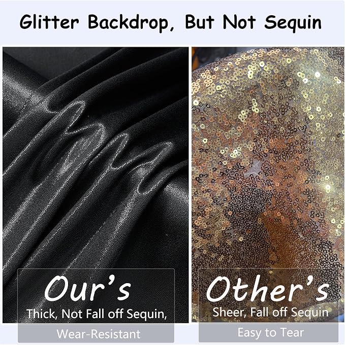 40x10 ft Wrinkle Free Black Sequin Backdrop Curtain for Parties,8 Panels 5x10ft Thick Not Fall Glitter Wedding Drapes Backdrop Photo Back Drop Cloth for Birthday Graudation Photography Background