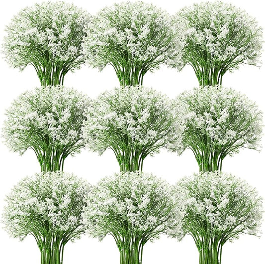 Ysleen 64 Pieces Artificial Flowers Plastic Baby Breath Flowers Faux Gypsophila DIY Floral Bouquets Arrangement Baby Breath Wedding Party Decoration for Party Home Office Garden Decor (White)