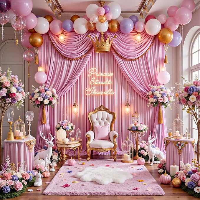 20ft x 12ft Wrinkle Free Pink Backdrop Curtains for Parties, Pink Photo Backdrop Drapes 12FT Long Silky Back Drop Cloth for Wedding Birthday Photography Background Decor