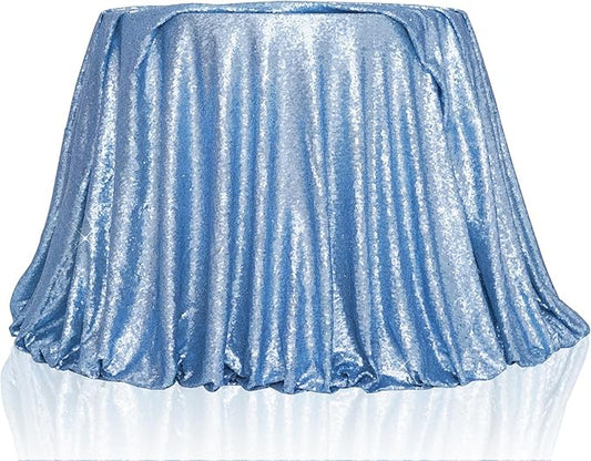 PartyDelight Sequin Tablecloth Table Topper Round 90" Baby Blue