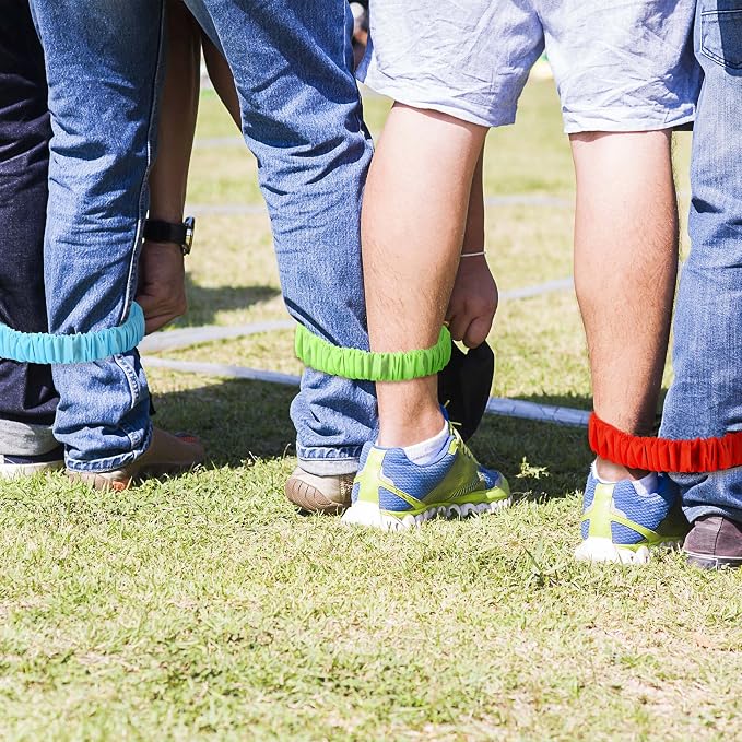 51 Pcs Carnival Outdoor Games Set Potato Sack Race Bags 3 Legged Race Bands Egg and Spoon Game Colorful Rings Cone Throwing Game with Prizes and Whistles for Family Yard Lawn Birthday Party Games