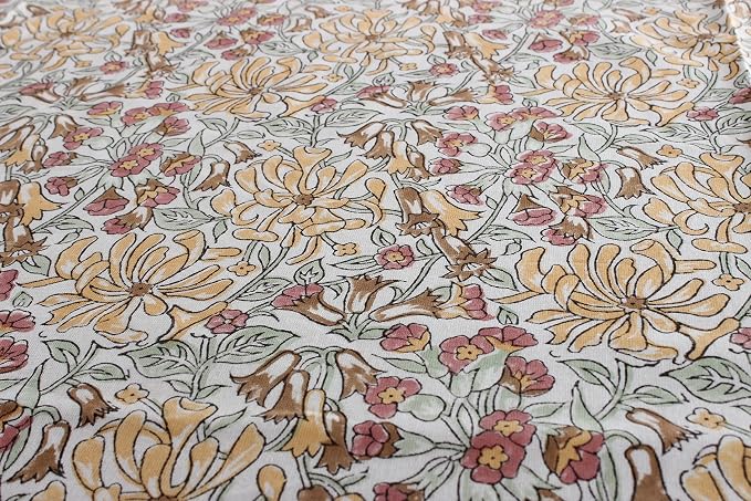 Ridhi Canary Yellow Mint Green Block Print Cotton Rectangle Tablecloth 120" x 80" inches Reusable Table Cover Decorative Everyday Use for Dining Room, Farmhouse, Home Gift for Spring, Mother's Day