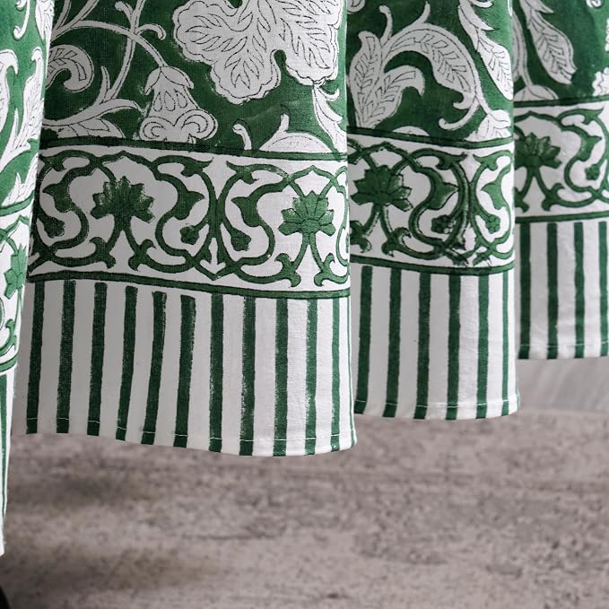 Ridhi Round Tablecloth Hand Block Print 100% Cotton Reusable Pantone Artichoke 120 Inch Table Cover Decorative Everyday Use for Dining, Home, Party, Wedding, Farmhouse Gift for Spring, Mother's Day