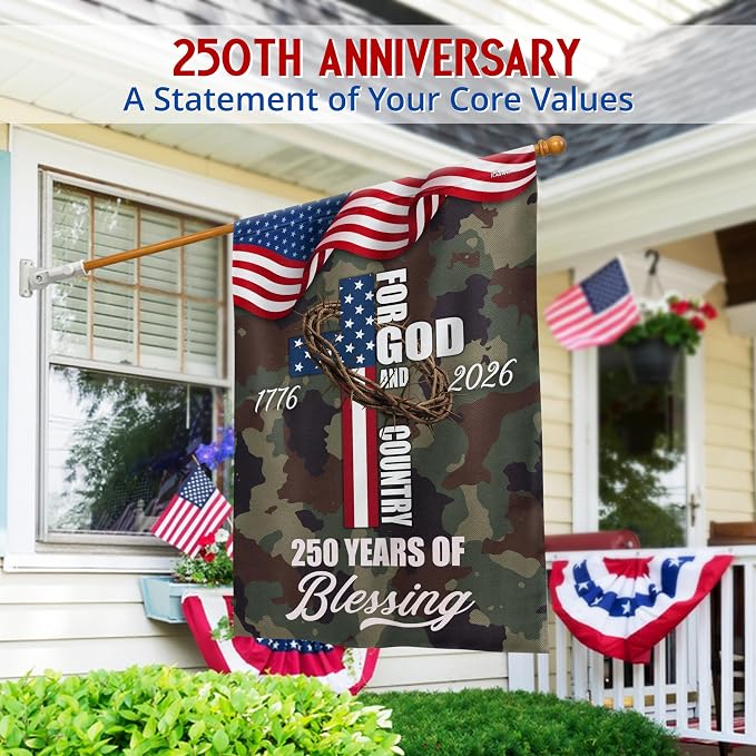 FLAGWIX American 250 Years of Blessing Flag - Polyester Double-sided Yard Flags For Outside House Flag (29.5" x 39.5") - 4th of July Decorations for Home Yard Garden Decor Banner, Gifts For Men Women