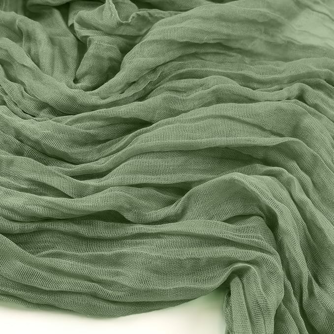8 Pack Sage Green Cheesecloth Table Runner 10ft Boho Gauze 120 Inch Cheese Cloth Table Runner Rustic Sheer for Spring Holiday Baby Shower Party Décor Home Wedding Decoration