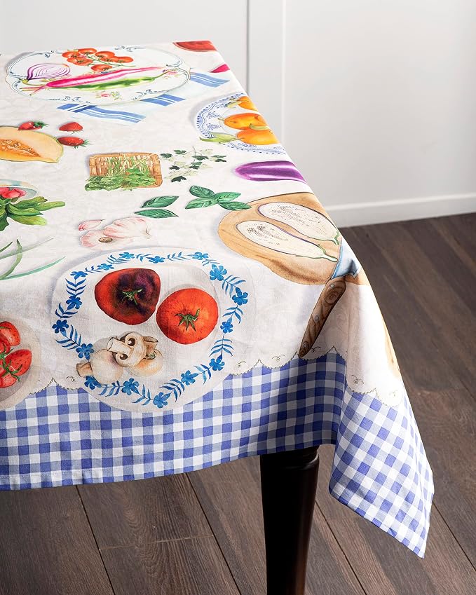 Maison d' Hermine Table Cloth Rectangle Table 100% Cotton 60 x 120 Inches Tablecloth Reusable Decorative for Dining Kitchen Room Farmhouse Party Home Hotel Restaurant Spring Summer - Gourmand