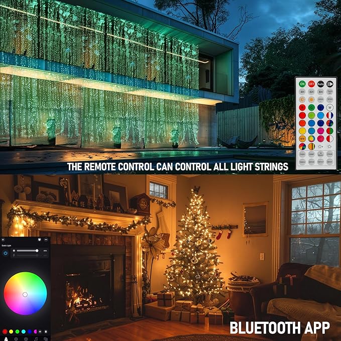 Dazzle Bright Smart Color Changing Christmas Lights, 66FT 200 LED RGB String Lights with Remote & App Controlled, Halloween 4th of July Decoration for Indoor Outdoor Holiday Xmas Tree Party Decor