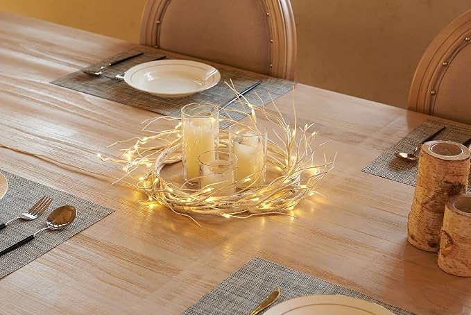 LITBLOOM Lighted Birch Garland Battery Operated with 8 Functions 48 Multi-Color and Warm White Lights, Pre-lit Twig Vine Lights 6FT for Home Bedroom Wall Mantle Decoration