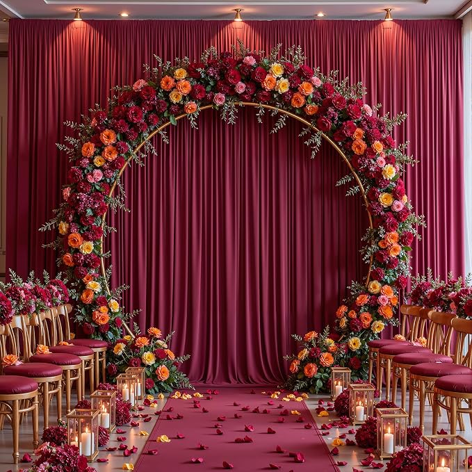 40ft x 15ft Burgundy Backdrop Curtain Panels for Weddings - Wrinkle-Free Polyester Photo Drapes for Birthday Party, Photography Background, Stage Decor