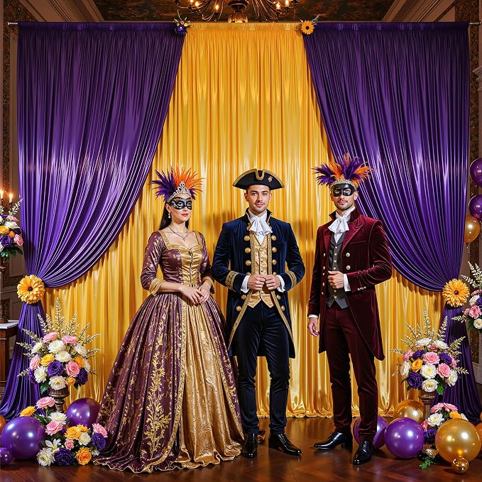 20x10ft Purple Glitter Backdrop Curtain for Parties, Wrinkle Free Satin Photo Backdrop Drapes 4 Panels 5x10FT Shimmer Back Drop Cloth for Wedding Birthday Baby Shower Photography Background Decor