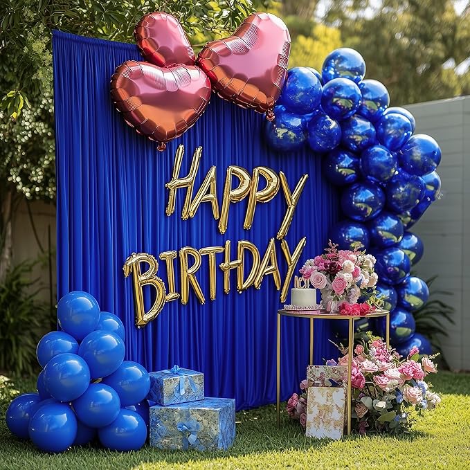 Wokceer Royal Blue Backdrop Curtain for Wedding Parties 2 Pack 10x10FT Wedding Curtains Photo Backdrop Drapes Polyester for Photoshoot Baby Shower Birthday Party Background 4 Panels 5x10FT