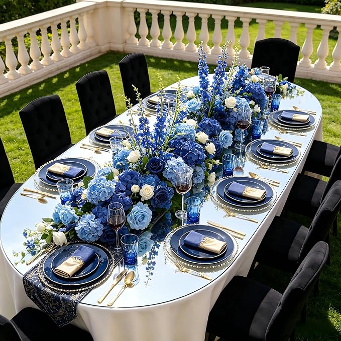 WDF 150pcs Blue plastic Plates - Navy Blue Plates Disposable - 25guest Disposable Dinnerware Sets for Party/Wedding/Birthday/Graduation