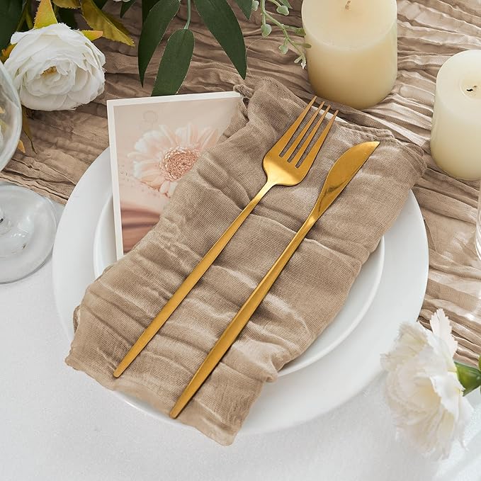 50 Pack Cheesecloth Napkins 20"x20" Nude Boho Gauze Cheese Cloth Napkins Bulk Rustic Dinner Table Decor for Wedding Bridal Baby Shower Party