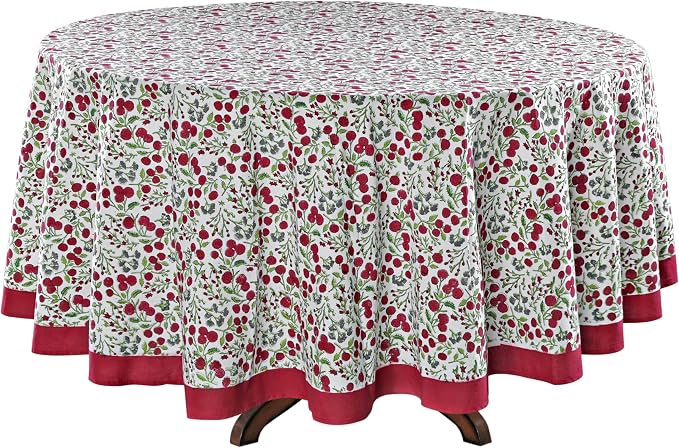 Ridhi Round Tablecloth Hand Block Print 100% Cotton Reusable Garnet Red 60 Inch Table Cover Decorative Everyday Use for Dining, Home, Party, Wedding, Farmhouse, Party Gift for Spring, Mother's Day