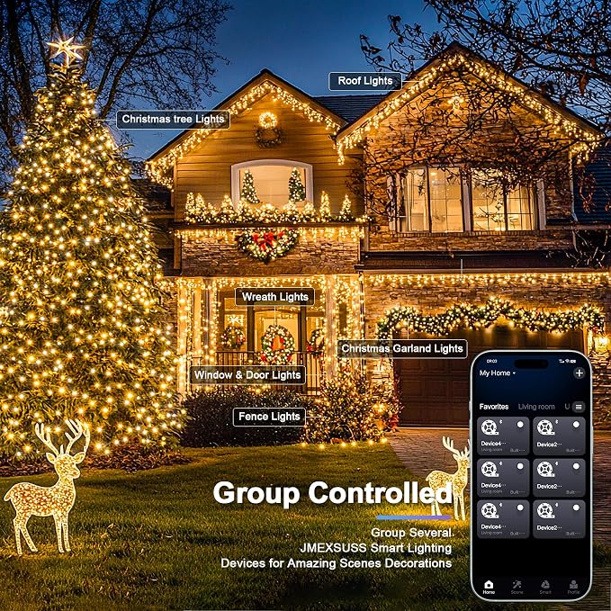 JMEXSUSS 800 LED RGB String Light Outdoor Indoor with Remote, Color Changing Christmas Lights Clear Wire Smart Lights Plug in for Bedroom Tree Room Party Birthday Xmas Decorations
