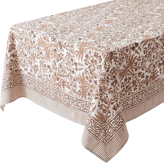 ATOSII Cotton Tablecloth 60" X 108" Inches Nargis Cider