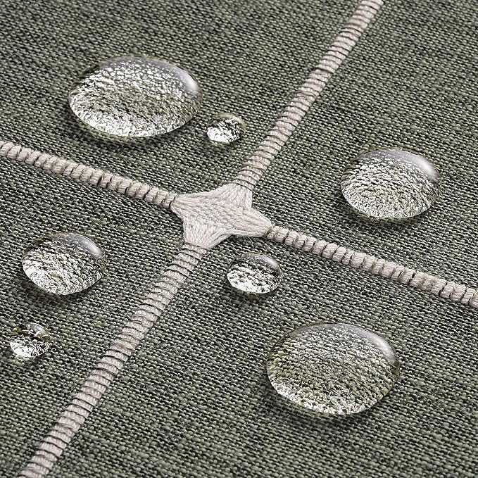 ZeeMart Grid Embroidered Hemmed Tablecloths, Olive 52x52 Inch, Farmhouse Style Heavy Weight Cotton Linen Olive Green Tablecloths, Boho Plaid Water Resistant Square Table Cloth