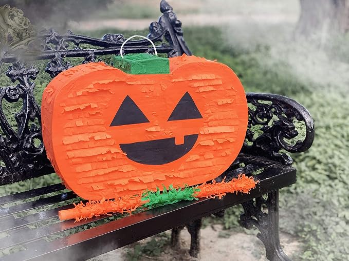 Jergrim Halloween Pumpkin Piñata 4-piece set 16"x11" Perfect for Halloween Party Decorations, Photo Prop, Jack-O'-Lanthern, October Birthday, Funny, Scary and Spooky, Fits candy/favors