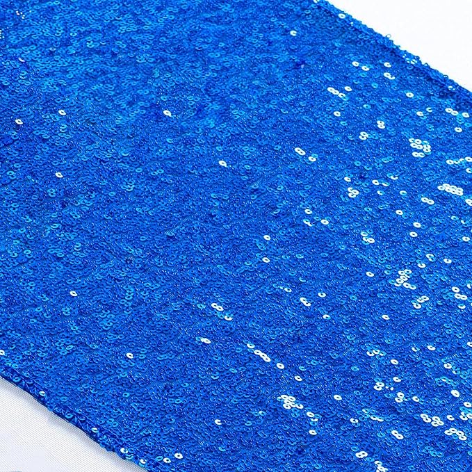 ShinyBeauty Royal Blue Table Runners Pack of 10 12in x 108in Sequin Table Runner 108 Inches Long Outdoor Runner for Table Sequence Table Runner for Birthday Party Banquet(12"x108" 1PC Royal Blue)