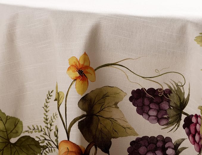 Maison d' Hermine Table Cloth Round Table 100% Cotton 69 Inches Fall Tablecloth Reusable Everyday Use for Thanksgiving Christmas Decorations Dining Farmhouse Party (Pumpkin Garden - Cloudy Cream)