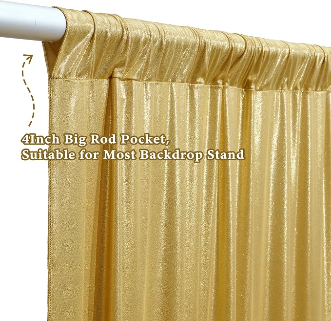 Outpain 10x10ft Gold Sequin Backdrop Curtains, Wrinkle Free Glitter Backdrop Drapes for Wedding Parties Photography Stage Decor, Non-Shedding 2 Panels Set (5x10ft Each)