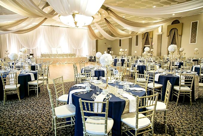 Fani 10 Pack 120 Inch Round Navy Blue Polyester Tablecloths, Wrinkle & Stain Resistant, Perfect for 8ft Round Table, Classic Style