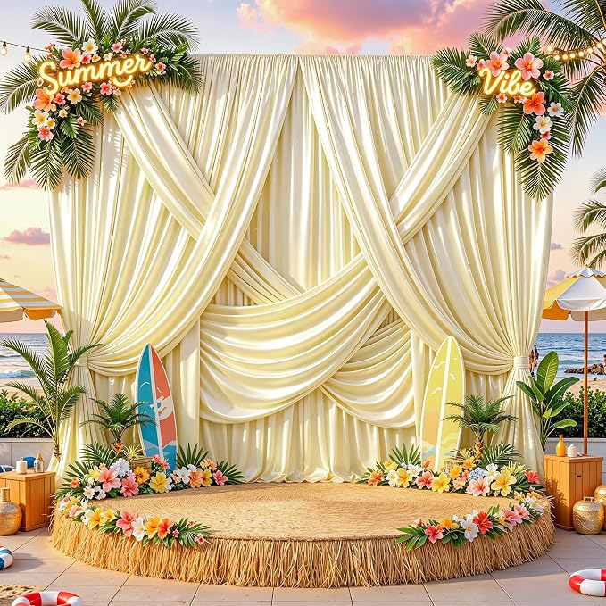 Champagne Glitter Backdrop Curtains - 20x12FT Satin Photo Backdrop, Wrinkle-Free Shimmer Back Drop Cloth Shiny Drapes for Photobooth Wedding Birthday Parties Photoshoot Background Decorations
