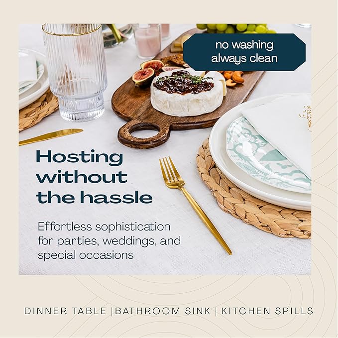Lintext Disposable Linen-Feel Guest Towels [Pack of 300] - Disposable 8" x 17" Cloth-Like Hand Towels, Made In USA - Soft And Absorbent Paper Napkin For Kitchen, Bathroom, Party, Wedding, Or Event