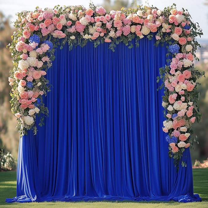 Wokceer Royal Blue Backdrop Curtain for Parties 10x10FT Photo Backdrop Drapes for Wedding Party Curtain Backdrop for Photoshoot Baby Shower Birthday Photography Background 2 Panels 5x10FT