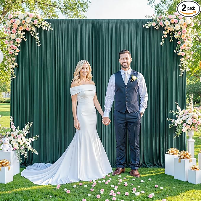 Hunter Green Backdrop Curtain for Parties Wrinkle Free Dark Green Photo Curtains Backdrop Drapes Fabric Decoration for Baby Shower Birthday Party Photography 5ft x 7ft,2 Panels