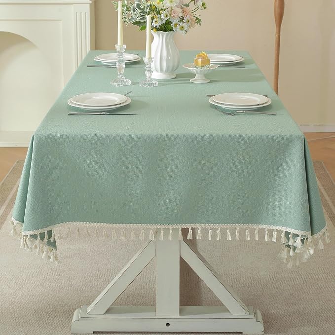 Table Cloth Rectangle Table with Waterproof, Spring Tablecloth with Tassel,Tablecloths for Protect Table Dining, Party and Camping