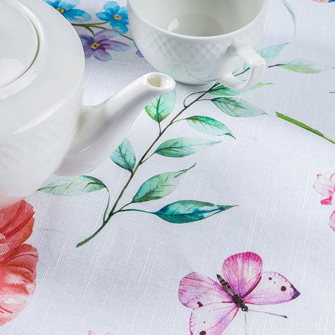 Maison d' Hermine Table Cloth Round Table 100% Cotton 69 Round Inches Tablecloth Reusable Decorative for Dining Kitchen Room Farmhouse Party Home Hotel Restaurant Spring Summer - Just Floral