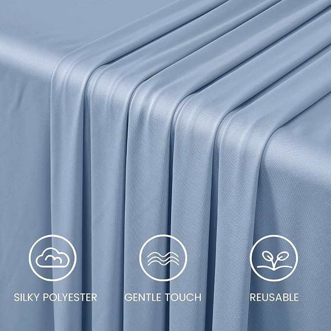 50 ft x 12 ft Wrinkle Free Dusty Blue Backdrop Curtain for Parties, 10 Panels 12ft Polyester Dusty Blue Photo Backdrop Drapes for Graduation Birthday Wedding Party Stage Curtains
