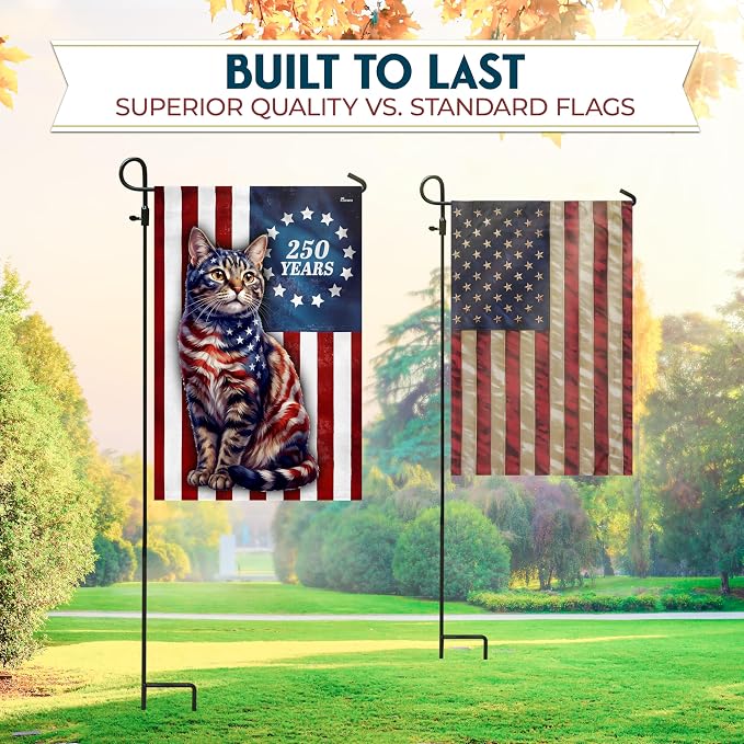 FLAGWIX American Patriotic Cat Garden Flag - Polyester Double-sided Yard Flags For Outside Garden Flag (11.5" x 17.5") - 4th of July Decorations for Home Yard Garden Decor Banner, Gifts For Men Women